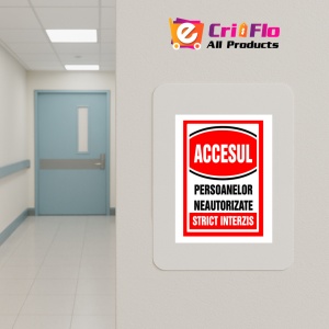 Indicator Semn pentru accesul si persoanelor neautorizate strict interzis, Sticker autocolant - Img 5