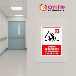 Indicator Semn pentru buton deschidere de urgenta trapa pentru fum, Sticker autocolant - Img 5