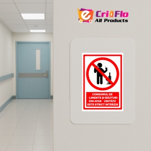 Indicator Semn pentru consumul de Alimente si Bauturi din Afara Unitatii Este Strict Interzis, Sticker autocolant - Img 5