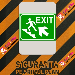 Indicator Semn pentru exit pe scari spre stanga sus, Sticker autocolant - Img 3