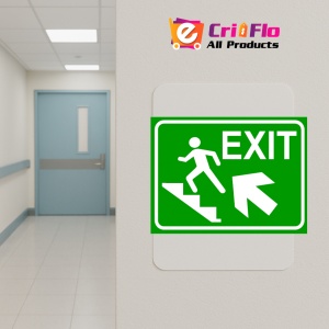 Indicator Semn pentru exit pe scari spre stanga sus, Sticker autocolant - Img 5