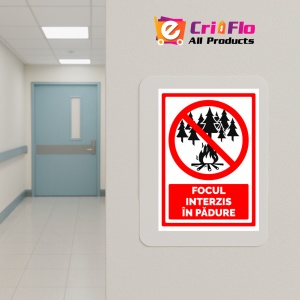 Indicator Semn pentru focul interzis in padure, Sticker autocolant - Img 5