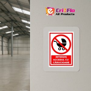 Indicator Semn pentru interzicerea accesului cu carucioare, Sticker autocolant - Img 4