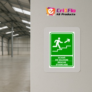 Indicator Semn pentru scara de salvare sprea dreapta sus, Sticker autocolant - Img 4