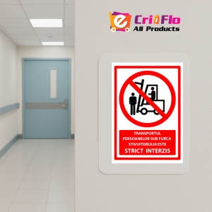 Indicator Semn pentru transportul persoanelor sub furca stivuitorului este strict interzis, Sticker autocolant - Img 5
