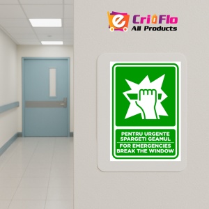 Indicator Semn pentru urgente sparge geamul, Sticker autocolant - Img 5