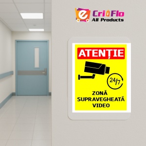 Indicator Semn pentru zona supravegheata video 24 din 7, Sticker autocolant - Img 5