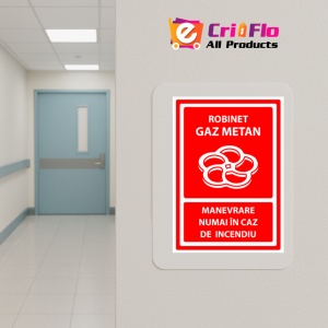 Indicator Semn robinet gaz metan manevrare numai in caz de incendiu, Sticker autocolant - Img 5