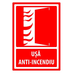 Indicator Semne de usa anti incendiu, Sticker autocolant