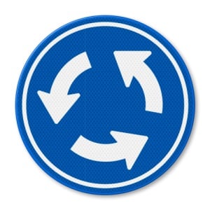 Indicator Sensul de circulatie pe sensul giratoriu, Sticker autocolant
