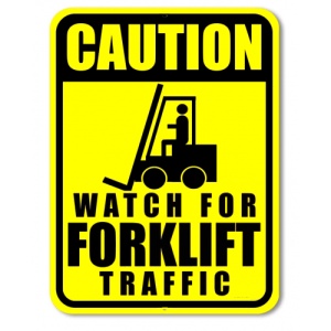 Indicator Sign caution watch for forklift traffic, Sticker autocolant