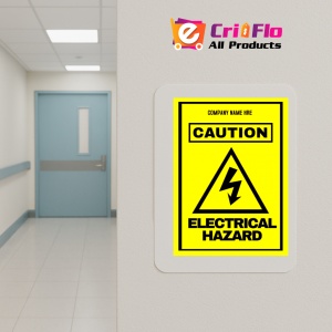 Indicator Sign company name here caution electrical hazard, Sticker autocolant - Img 5