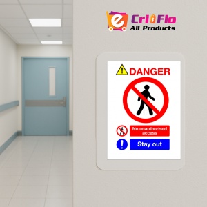 Indicator Sign danger no unauthorised access stay out, Sticker autocolant - Img 5