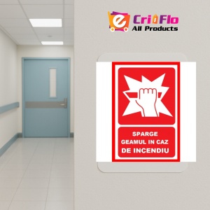 Indicator Sparge geamul in caz de incendiu, Sticker autocolant - Img 5