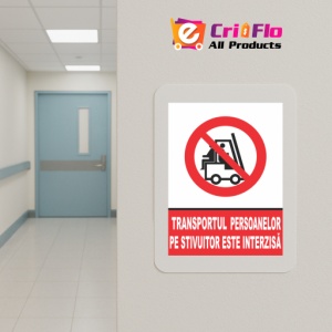 Indicator Transportul persoanelor pe stivuitor este interzisa, Sticker autocolant - Img 5