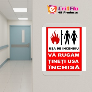 Indicator Usa de incendiu va rugam tineti usa inchisa, Sticker autocolant - Img 5