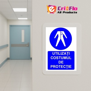 Indicator Utilizati costumul de protectie indicator de obligativitate, Sticker autocolant - Img 5