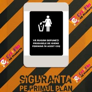 Indicator Va rugam dispuneti produsele de igiena feminine in cos, Sticker autocolant - Img 3