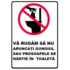 Indicator Va rugam sa nu aruncati gunoiul sau prosoapele de hartie in toaleta, Sticker autocolant - Img 1
