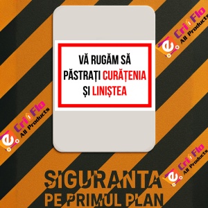 Indicator Va rugam sa pastrati curatenia si linistea, Sticker autocolant - Img 3