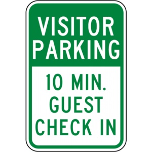 Indicator Visitor Parking 10 Min Guest Check In Sign, Sticker autocolant