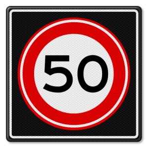 Indicator Viteza maxima 50 km v1, Sticker autocolant