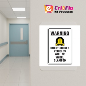 Indicator WARNING UNAUTHORISED VEHICLES WILL BE WHEEL CLAMPED SIGN, Sticker autocolant - Img 5