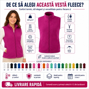 Jachetă Damă Unisex Polar Fleece cu Fermoar Malfini Next 518 – 280 g/m² - Img 2