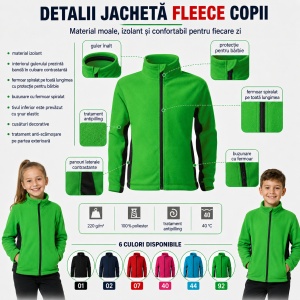 Jachetă Fleece Copii Tip Bluză Hanorac cu Fermoar, Călduroasă și Moale – Frosty 529 - Img 2