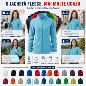 Jachetă Fleece Damă Tip Bluză Hanorac cu Fermoar, Călduroasă și Cambrată – Jacket 504 - Img 6