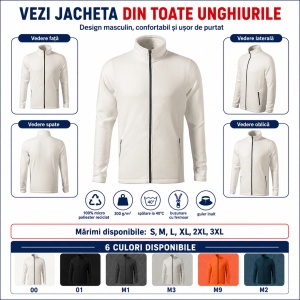 Jachetă Polar Fleece Bărbați tip Bluză cu Fermoar Malfini Factor 852 – 100% Poliester Reciclat, 300 g/m² - Img 7