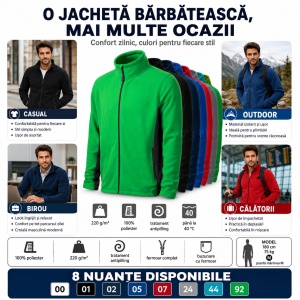 Jachetă Polar Fleece tip Bluză Hanorac Bărbați Călduroasă cu Fermoar Malfini Frosty 527 – 220 g/m² - Img 8