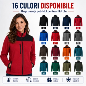 Jachetă Polar Fleece Unisex Damă Bărbat Călduroasă cu Buzunar la Piept și Fermoar – Malfini Rimeck Effect 530, 360 g/m² - Img 9