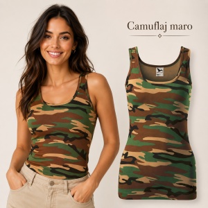Maiou damă Malfini Camo Triumph C36, top camuflaj slim fit, 95% bumbac, XS–2XL, 3 nuanțe - Img 13