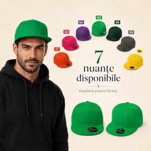 Șapcă Bărbat Unisex tip Snapback cu Cozoroc Drept, Reglabilă – RAP 6P 302
