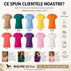 Set 10 tricouri simple dama din bumbac 100%, basic casual cu maneca scurta pentru femei 134 - Img 8