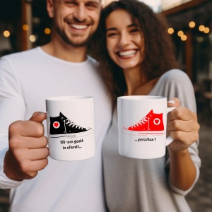 Set 2 cani albe personalizate pentru cupluri Mi-am gasit in sfarsit... Perechea