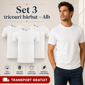 Set 3 Tricouri Bărbat în Aceeași Nuanță, 100% Bumbac, 145 g/m², Guler Rotund, 26 Culori, Mărimi S–3XL - Img 10