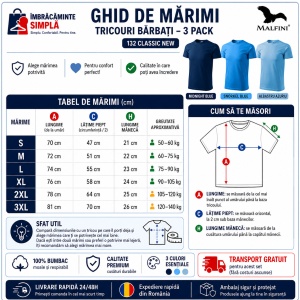 Set 3 Tricouri Bărbați 100% Bumbac – Albastru Închis, Snorkel Blue și Azuriu S - 3XL - Img 3