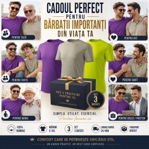 Set 3 Tricouri Bărbați 100% Bumbac Regular Clasic – Violet, Khaki Deschis și Lime | S-3XL - Img 6