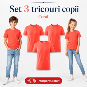 Set 3 tricouri copii din bumbac 100% – 33 nuanțe disponibile, fete și băieți Transport Gratuit - Img 16