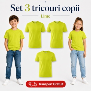Set 3 tricouri copii din bumbac 100% – 33 nuanțe disponibile, fete și băieți Transport Gratuit - Img 26