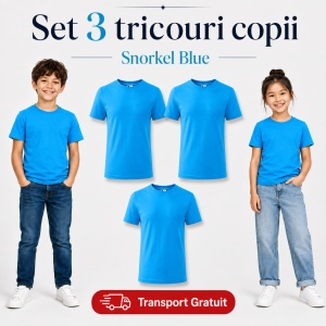 Set 3 tricouri copii din bumbac 100% – 33 nuanțe disponibile, fete și băieți Transport Gratuit - Img 36