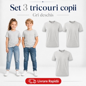 Set 3 Tricouri Copii din Bumbac 100% – Mânecă Scurtă, 35 Culori, Fete și Băieți - Img 18