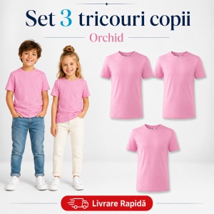 Set 3 Tricouri Copii din Bumbac 100% – Mânecă Scurtă, 35 Culori, Fete și Băieți - Img 28