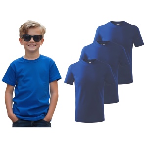Tricou Copil baiat imbracat cu tricou albastru regal prezita setul de tricouri albastre regal
