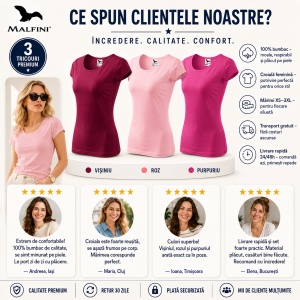 Set 3 Tricouri Damă 100% Bumbac –visiniu, roz, purpuriu Transport Gratuit - Img 6