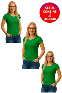 Set 3 tricouri Dama Bumbac Simplu Casual Elegant lejer, tricou decoltat femeie, Dama - Img 12