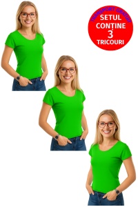 Set 3 tricouri Dama Bumbac Simplu Casual Elegant lejer, tricou decoltat femeie, Dama - Img 22