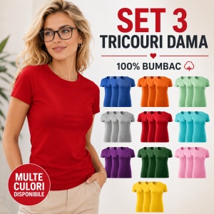 Set 3 tricouri dama - diverse culori pentru femei